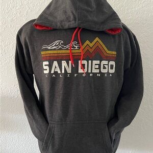 San Diego California Mountain Stripe Pullover Hoodie